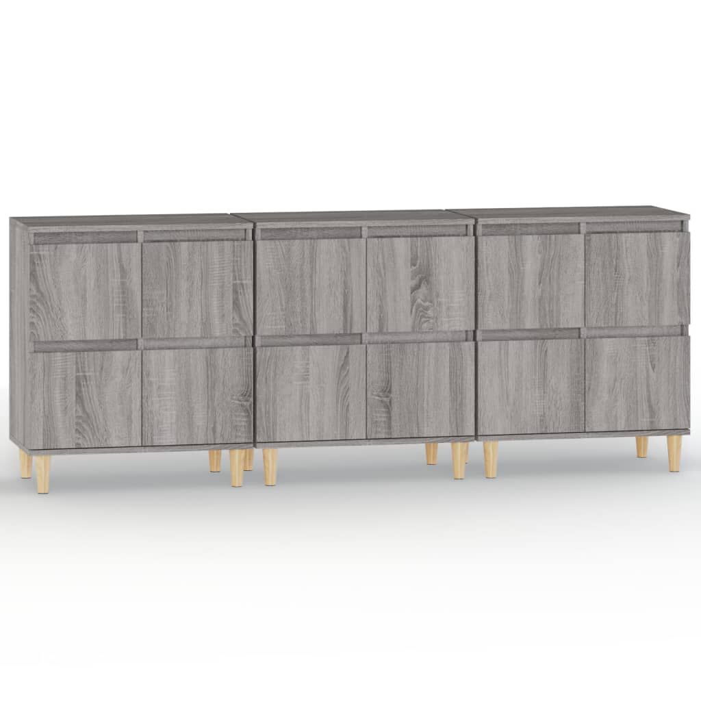 vidaXL Ντουλάπι 3 τεμ. Γκρι Sonoma 60x35x70 εκ. από Επεξεργασμένο Ξύλο
