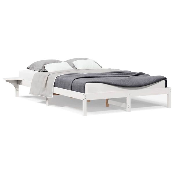 vidaXL Κρεβατοκάμαρα με Πλαϊνά Τραπέζια Λευκό 140 x 210 cm