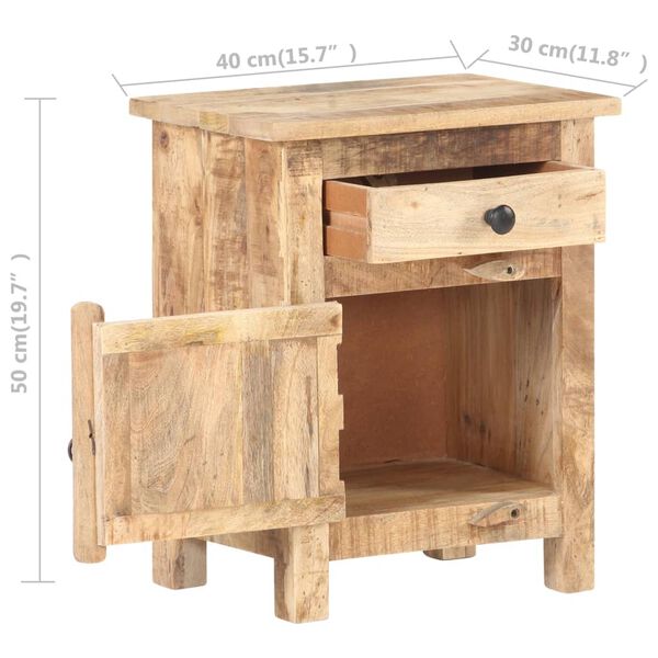 vidaXL Κομοδίνο 40 x 30 x 50 εκ. από Ακατέργαστο Ξύλο Μάνγκο