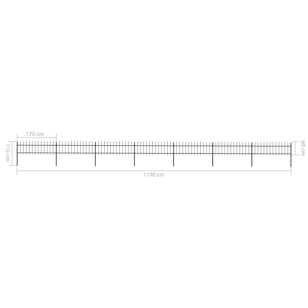 vidaXL Κάγκελα Περίφραξης με Λόγχες Μαύρα 11,9 x 0,6 μ. από Χάλυβα