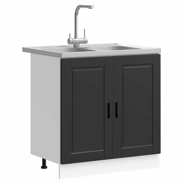 vidaXL Βάση νιπτήρα 2 pcs Μαύρο 80 x 46 x 84.5 εκ. Επεξεργασμένο ξύλο