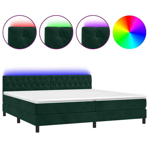vidaXL &Kappa;&rho;&epsilon;&beta;ά&tau;&iota; Boxspring &mu;&epsilon; &Sigma;&tau;&rho;ώ&mu;&alpha; & LED &Sigma;&kappa;. &Pi;&rho;ά&sigma;&iota;&nu;&omicron; 200x200&epsilon;&kappa; &Beta;&epsilon;&lambda;&omicron;ύ&delta;&omicron;