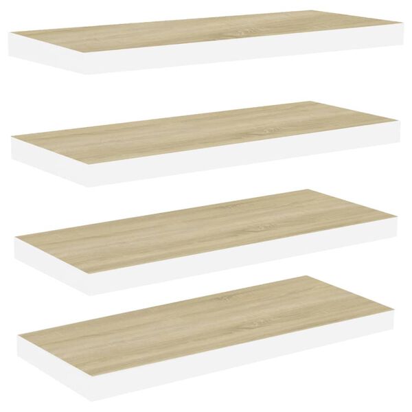vidaXL Ράφια Τοίχου 4 τεμ. Δρυς/Άσπρο 60x23,5x3,8 εκ. MDF