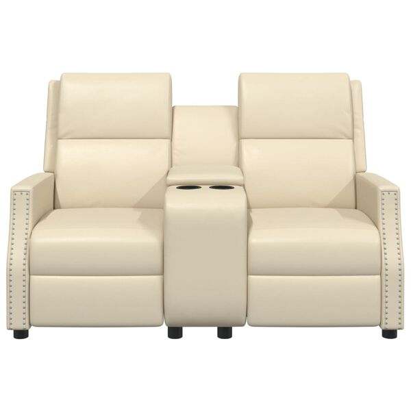 vidaXL Πολυθρόνα Μασάζ Ανακλινόμενη 2 Θέσεων Κρεμ από Συνθετικό Δέρμα