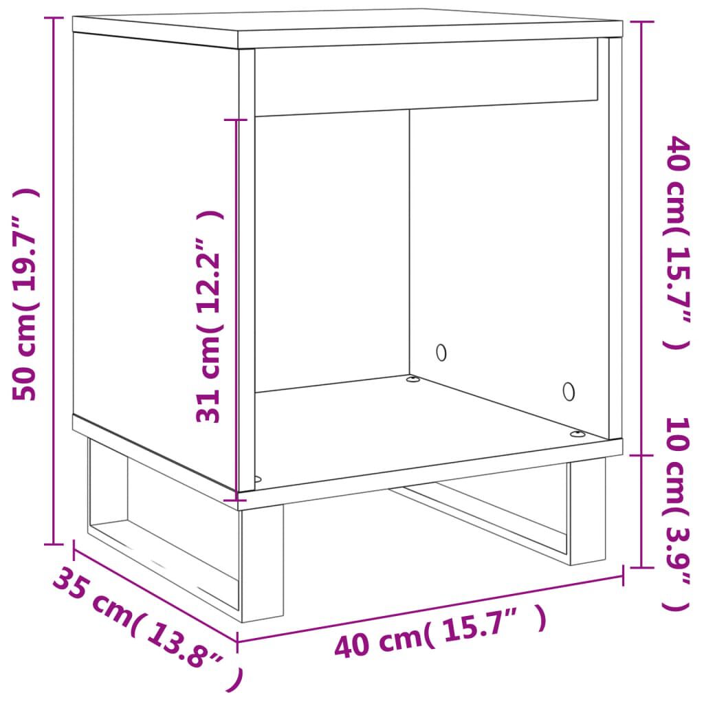 vidaXL Κομοδίνα 2 τεμ. Μαύρα 40 x 35 x 50 εκ. από Επεξεργασμένο Ξύλο