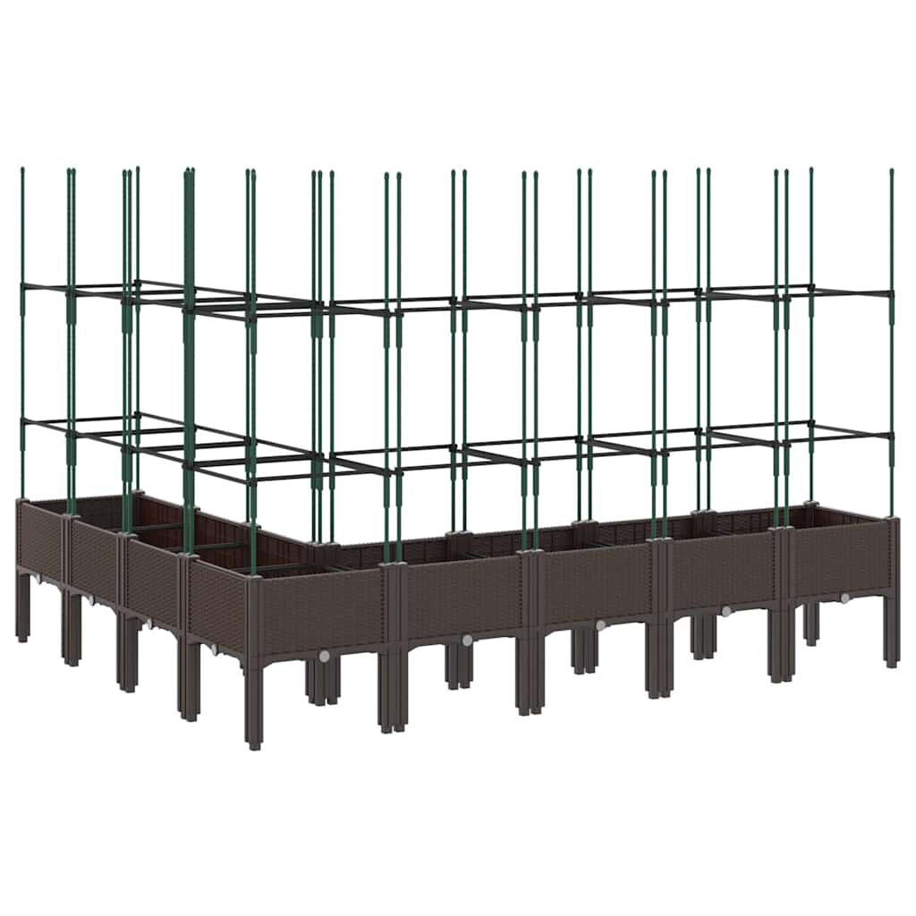 vidaXL Ζαρντινιέρα Κήπου με Καφασωτό Καφέ 200 x 160 x 142,5 εκ. από PP