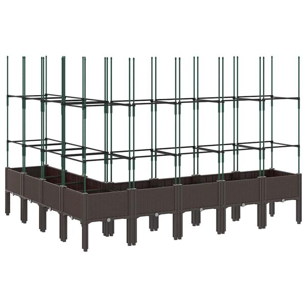 vidaXL Ζαρντινιέρα Κήπου με Καφασωτό Καφέ 200 x 160 x 142,5 εκ. από PP