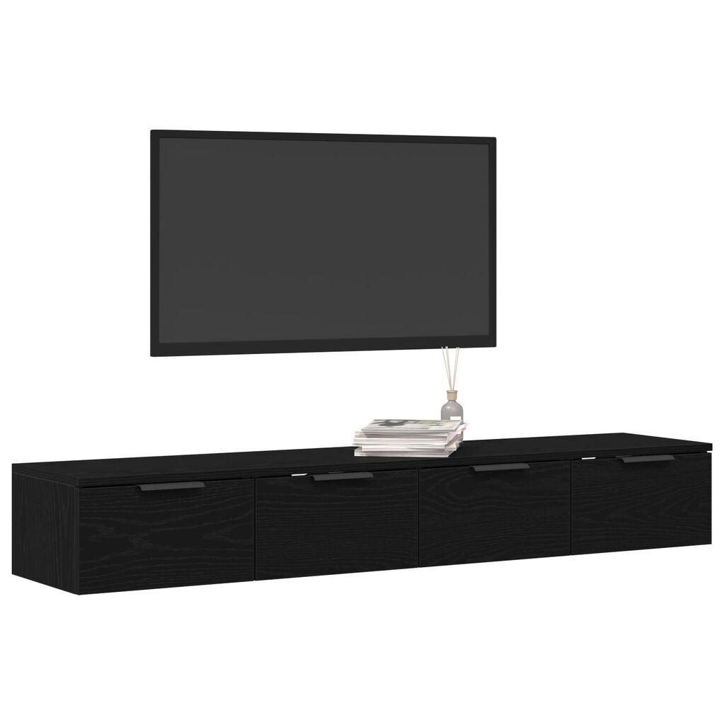 vidaXL Ντουλάπια Τοίχου 2 τεμ Μαύρη Βελανιδιά 68x30x20 εκ Επεξεργασμένο Ξύλο