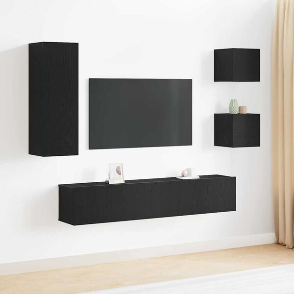 vidaXL Σετ επίπλου τηλεόρασης 5 pcs Μαύρη δρυς Επεξεργασμένο ξύλο