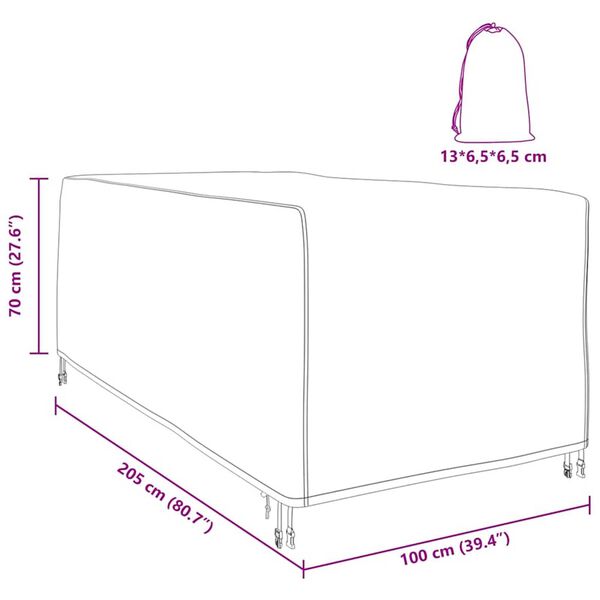 vidaXL Κάλυμμα επίπλων εξωτερικού χώρου 205 x 100 x 70 εκ