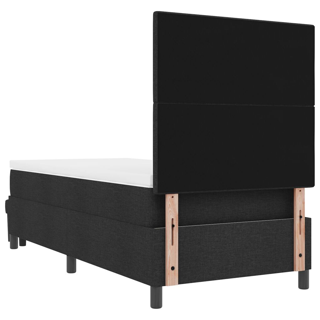 vidaXL Κρεβάτι Box Spring με Στρώμα & Παγκάκι Μαύρο 100x200 εκ. Ύφασμα