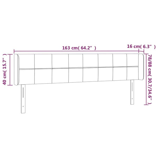 vidaXL Κεφαλάρι Κρεβατιού LED Μαύρο 163x16x78/88 εκ. Υφασμάτινο