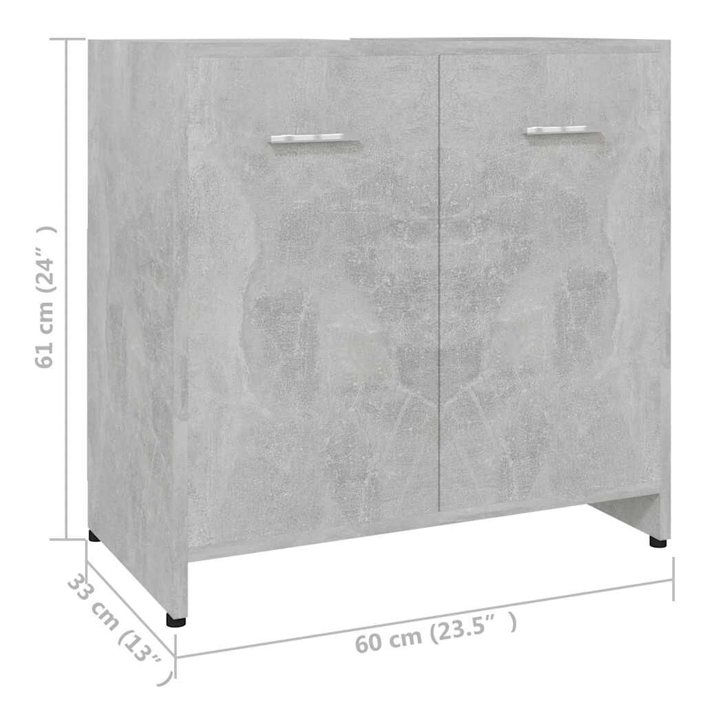 vidaXL Ντουλάπι Νιπτήρα Γκρι του Σκυροδέματος 60x33x61 εκ. Επεξ. Ξύλο