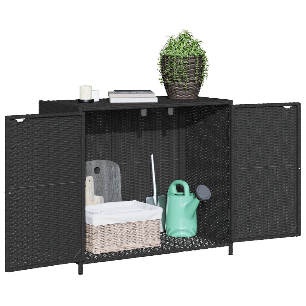 vidaXL Ντουλάπι Αποθήκευσης Κήπου Μαύρο 83x45x76 εκ. Συνθετικό Ρατάν