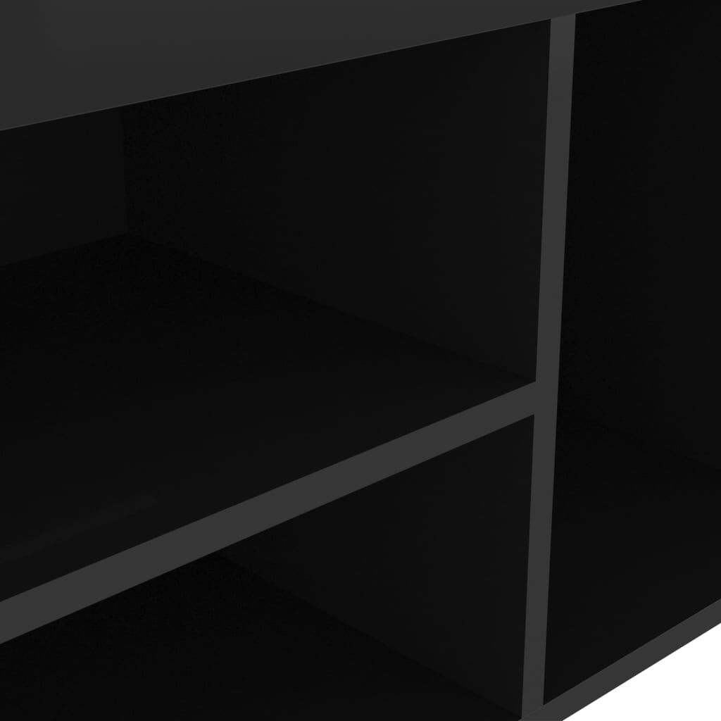 vidaXL Παπουτσοθήκη Γυαλ. Μαύρο 80x30x47 εκ. Επεξ. Ξύλο με Μαξιλάρι