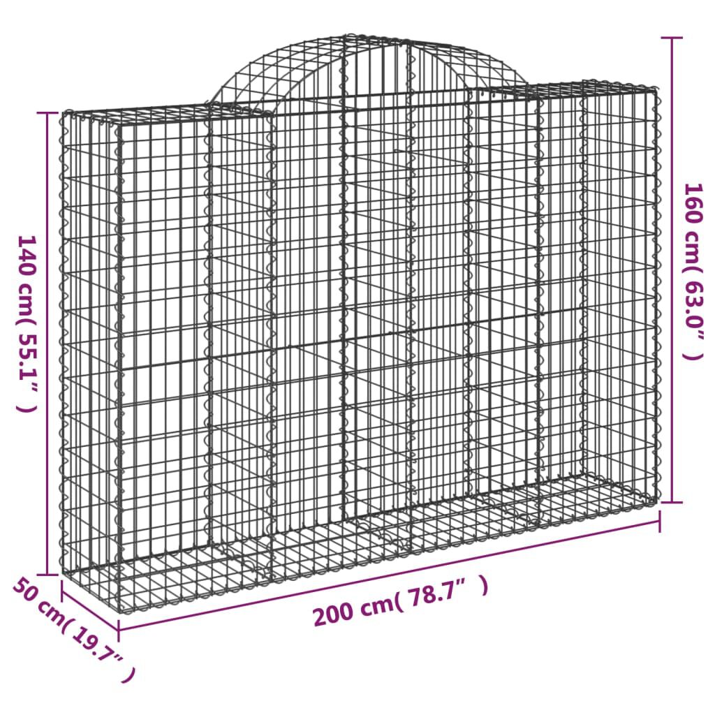 vidaXL Συρματοκιβώτια Τοξωτά 30 τεμ. 200x50x140/160 εκ. Γαλβαν. Ατσάλι