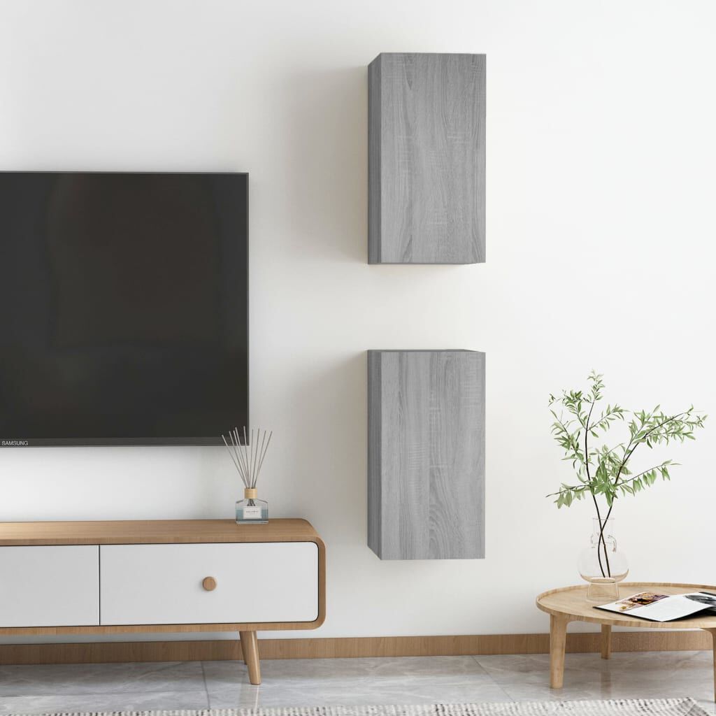 vidaXL Έπιπλα Τηλεόρασης 2 τεμ. Γκρι Sonoma 30,5x30x60 εκ. Επεξ. Ξύλο