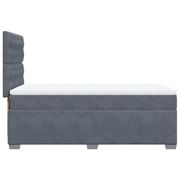 vidaXL Κρεβάτι Boxspring με Στρώμα Σκούρο Γκρι 80x200 εκ. Βελούδινο