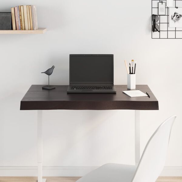 vidaXL Επιφ Τραπεζιού Αν Καφέ 80x50x2εκ. Επ Μασίφ Ξύλο Δρυός Live Edge