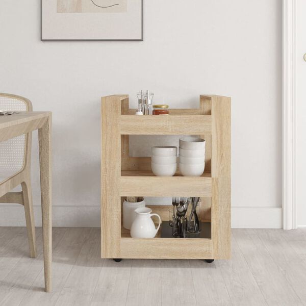 vidaXL Τρόλεϊ Κουζίνας Sonoma δρυς 60x45x80 εκ. από Επεξεργασμένο Ξύλο