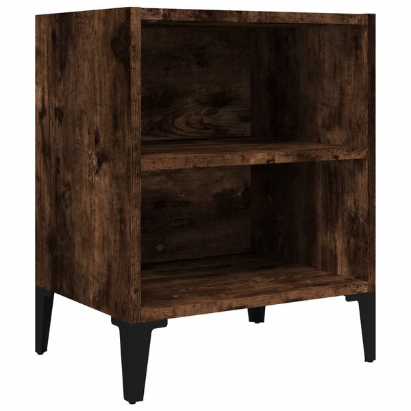 vidaXL Κομοδίνο Καπνιστή Δρυς 40 x 30 x 50 εκ. με Μεταλλικά Πόδια