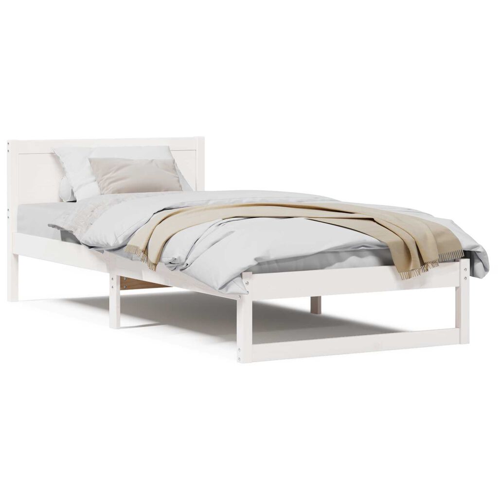 vidaXL Κρεβάτι Λευκό Ξύλο 90 x 200 cm Μινιμαλιστικό Κρεβάτι Ορθογώνιο
