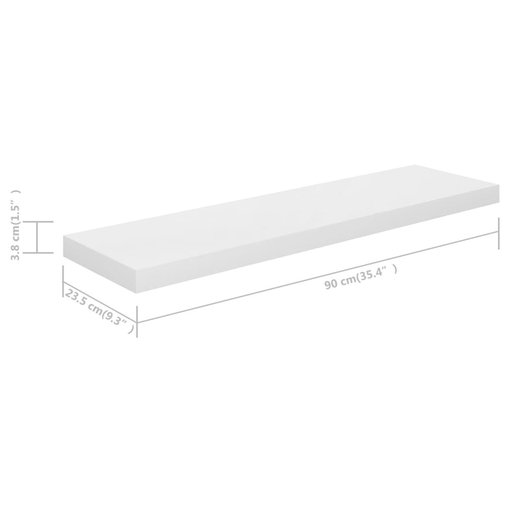 vidaXL Ράφι Τοίχου Γυαλιστερό Άσπρο 90x23,5x3,8 εκ. MDF