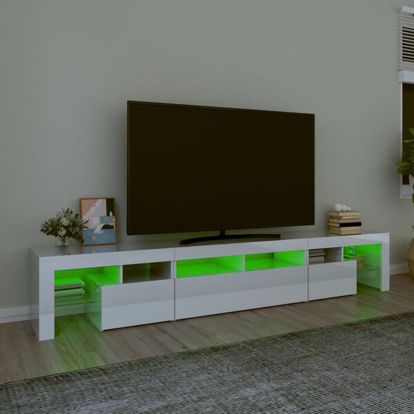 vidaXL Έπιπλο Τηλεόρασης με LED Γυαλιστερό Λευκό 230x36,5x40 εκ.