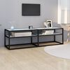 vidaXL Έπιπλο Τηλεόρασης Λευκό Όψη Μαρμάρου 140x40x40,5εκ Γυαλί Ασφαλ.