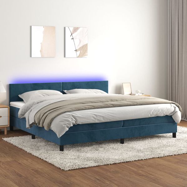 vidaXL &Kappa;&rho;&epsilon;&beta;ά&tau;&iota; Boxspring &mu;&epsilon; &Sigma;&tau;&rho;ώ&mu;&alpha; & LED &Sigma;&kappa;. &Mu;&pi;&lambda;&epsilon; 200x200&epsilon;&kappa;. &Beta;&epsilon;&lambda;&omicron;ύ&delta;&iota;&nu;&omicron;