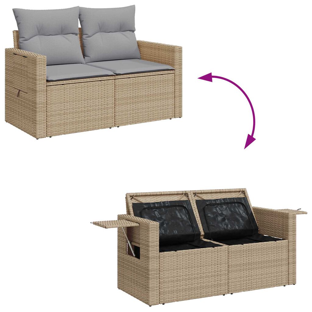 vidaXL Σετ Καναπέ Κήπου 10 pcs Μπεζ 289 x 124 x 85 εκ Ρατάν