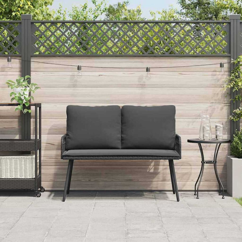 vidaXL Παγκάκι κήπου με μαξιλάρι Γκρι 114 x 64 x 78εκ Μέταλλο