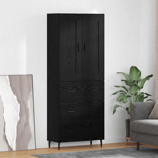 vidaXL Highboard &mu;&epsilon; &sigma;&upsilon;&rho;&tau;ά&rho;&iota; 2 pcs &Mu;&alpha;ύ&rho;&eta; &Omicron;&xi;&upsilon;ά &Epsilon;&pi;&epsilon;&xi;&epsilon;&rho;&gamma;&alpha;&sigma;&mu;έ&nu;&omicron; &xi;ύ&lambda;&omicron;