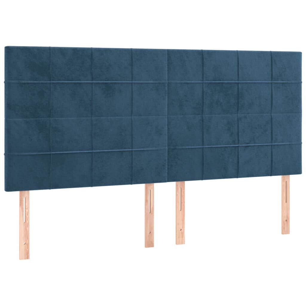 vidaXL Κρεβάτι Boxspring με Στρώμα Σκούρο Μπλε 200x200 εκ. Βελούδινο