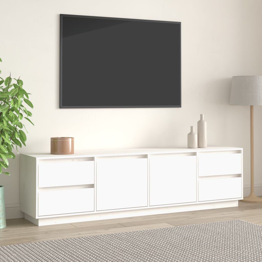 vidaXL Έπιπλο Τηλεόρασης Λευκό 176x37x47,5 εκ. από Μασίφ Ξύλο Πεύκου