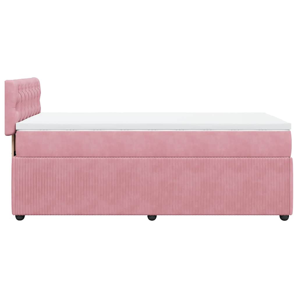 vidaXL Κρεβάτι Boxspring με Στρώμα Ροζ 100x200 εκ. Βελούδινο