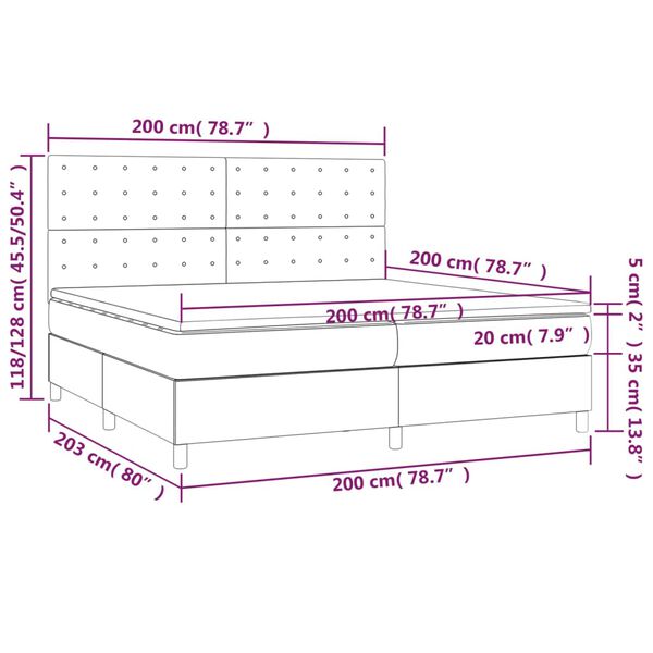 vidaXL Κρεβάτι Boxspring με Στρώμα Μαύρο 200x200 εκ. Συνθετικό Δέρμα