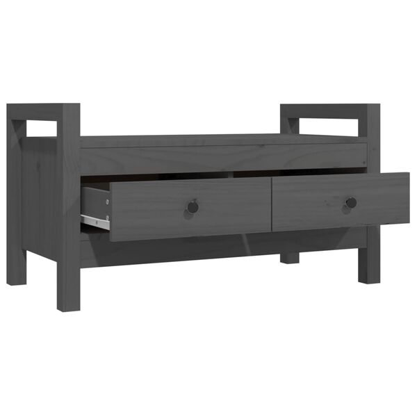 vidaXL Παγκάκι Χολ Γκρι 80x40x43 εκ. από Μασίφ Ξύλο Πεύκου