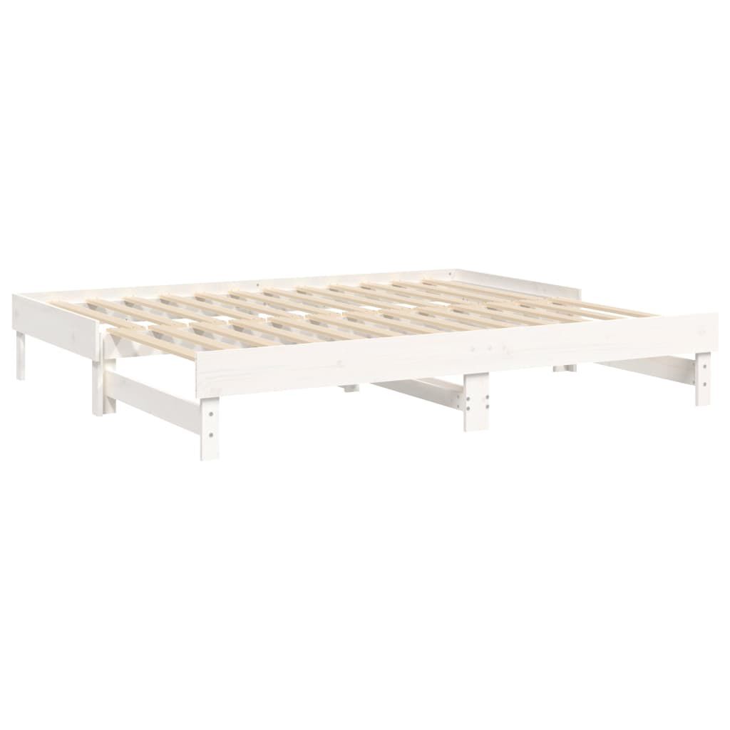 vidaXL Καναπές Κρεβάτι Συρόμενος Λευκός 2x(80x200) εκ. από Μασίφ Πεύκο