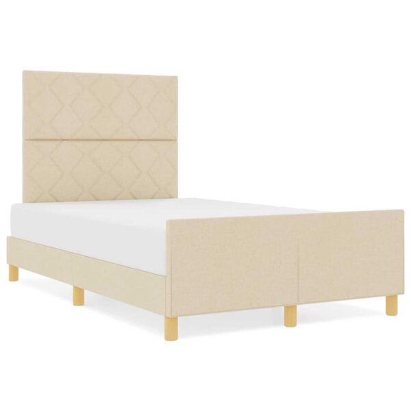 vidaXL Σκελετός Κρεβατιού με κεφαλάρι Κρεμ 120 x 190 cm ύφασμα