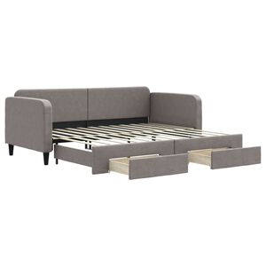 vidaXL Καναπές Κρεβάτι Συρόμενος Taupe 90x200 εκ. Ύφασμα & Συρτάρια