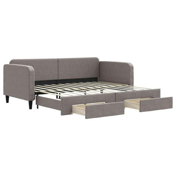 vidaXL Καναπές Κρεβάτι Συρόμενος Taupe 90x200 εκ. Ύφασμα & Συρτάρια