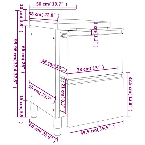 vidaXL Ντουλάπια Κουζίνας Επαγγελματικά 2 τεμ. 50x60x96 εκ. από Ανοξείδωτο Ατσάλι