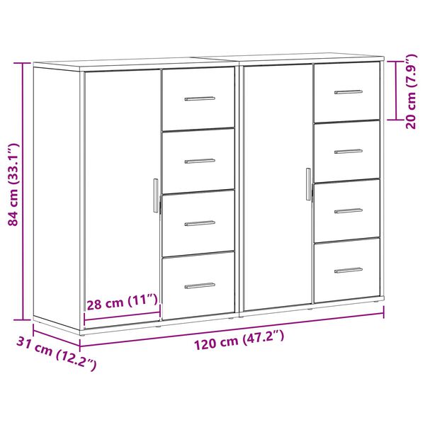 vidaXL Παρθένα έπιπλα 2 τεμ Καρυδιά 60x31x84 εκ Επεξεργασμένο ξύλο