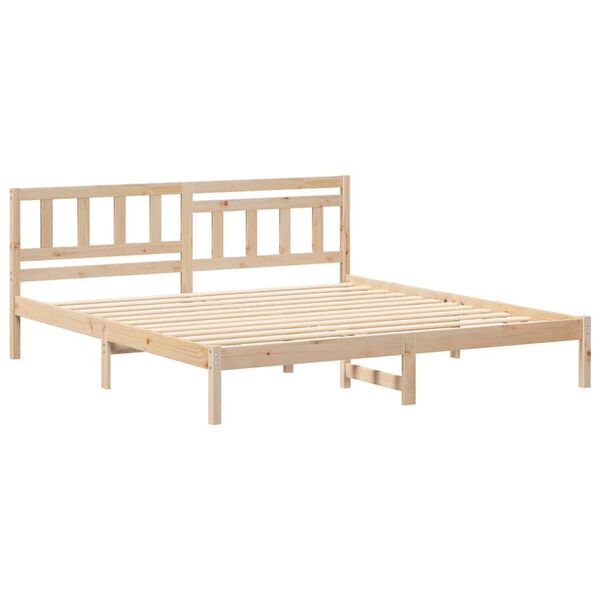 vidaXL Σκελετός Κρεβατιού Καφέ 200 x 200 cm Μασίφ ξύλο πεύκου