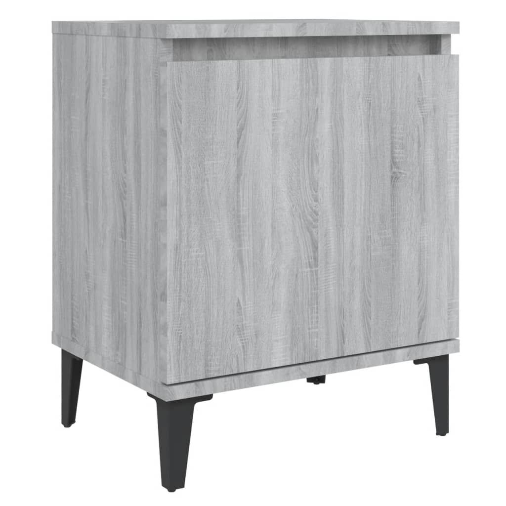 vidaXL Κομοδίνα Γκρι Sonoma 40 x 30 x 50 εκ. με Μεταλλικά Πόδια
