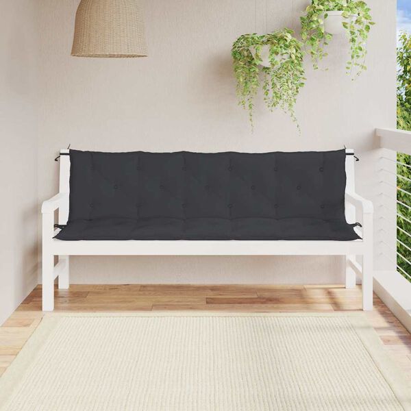 vidaXL Μαξιλάρι Πάγκου Κήπου Μαύρο 180x(50+50)x7 εκ. Ύφασμα Oxford