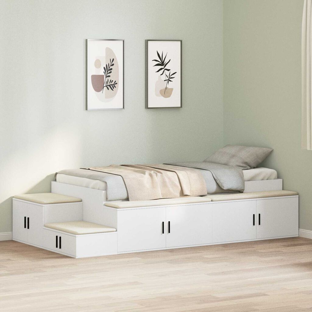vidaXL Κρεβάτι αποθήκευσης Λευκό 90x190 εκ.