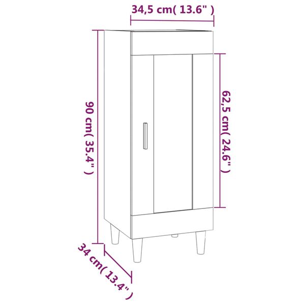 vidaXL Ντουλάπι Καπνιστή Δρυς 34,5 x 34 x 90 εκ. Επεξεργασμένο Ξύλο