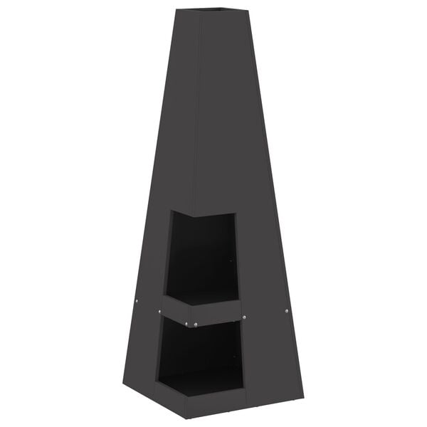vidaXL Σόμπα Ξύλου με Αποθήκη Ξύλων, Μαύρη, 35 x 35 x 100 εκ., Ατσάλι